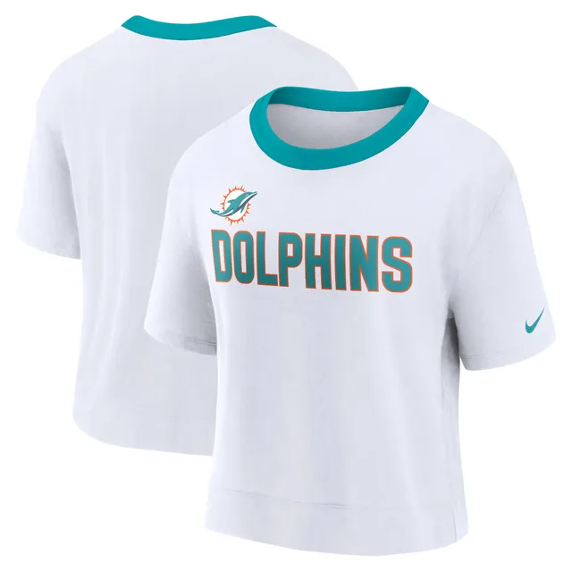 Nike Women's Fashion (NFL Miami Dolphins) High-Hip T-Shirt in Blue, Size: Large | NKZZ087K9P-06V