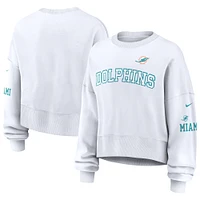 Women's Nike White Miami Dolphins Oversized Long Sleeve Cropped Sweatshirt