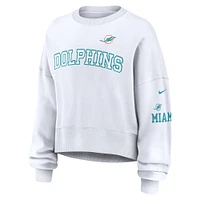 Women's Nike White Miami Dolphins Oversized Long Sleeve Cropped Sweatshirt