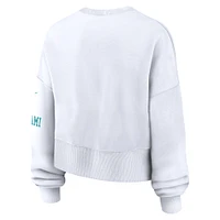 Women's Nike White Miami Dolphins Oversized Long Sleeve Cropped Sweatshirt