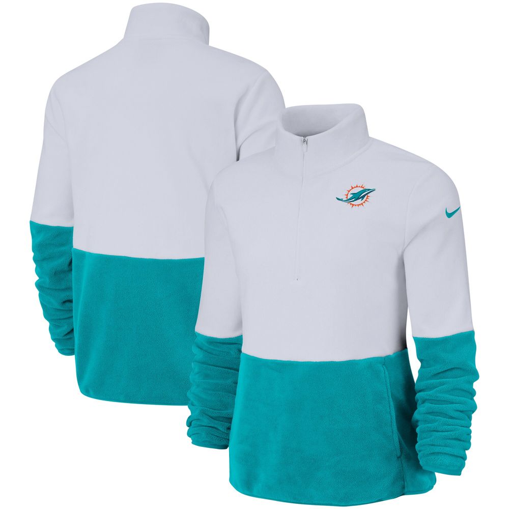 Nike Women's Nike White Miami Dolphins Performance Fleece - Half-Zip  Pullover Jacket