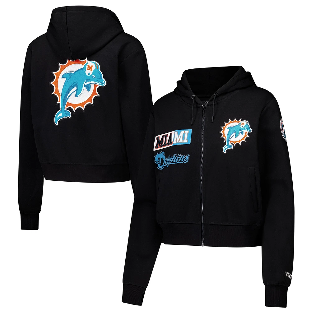 Women's Pro Standard Black Miami Dolphins Split Logo Full-Zip Hoodie