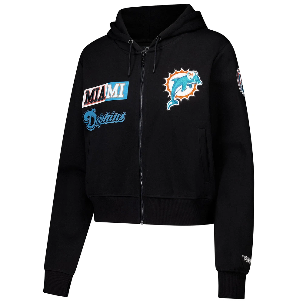 Women's Pro Standard Black Miami Dolphins Split Logo Full-Zip Hoodie