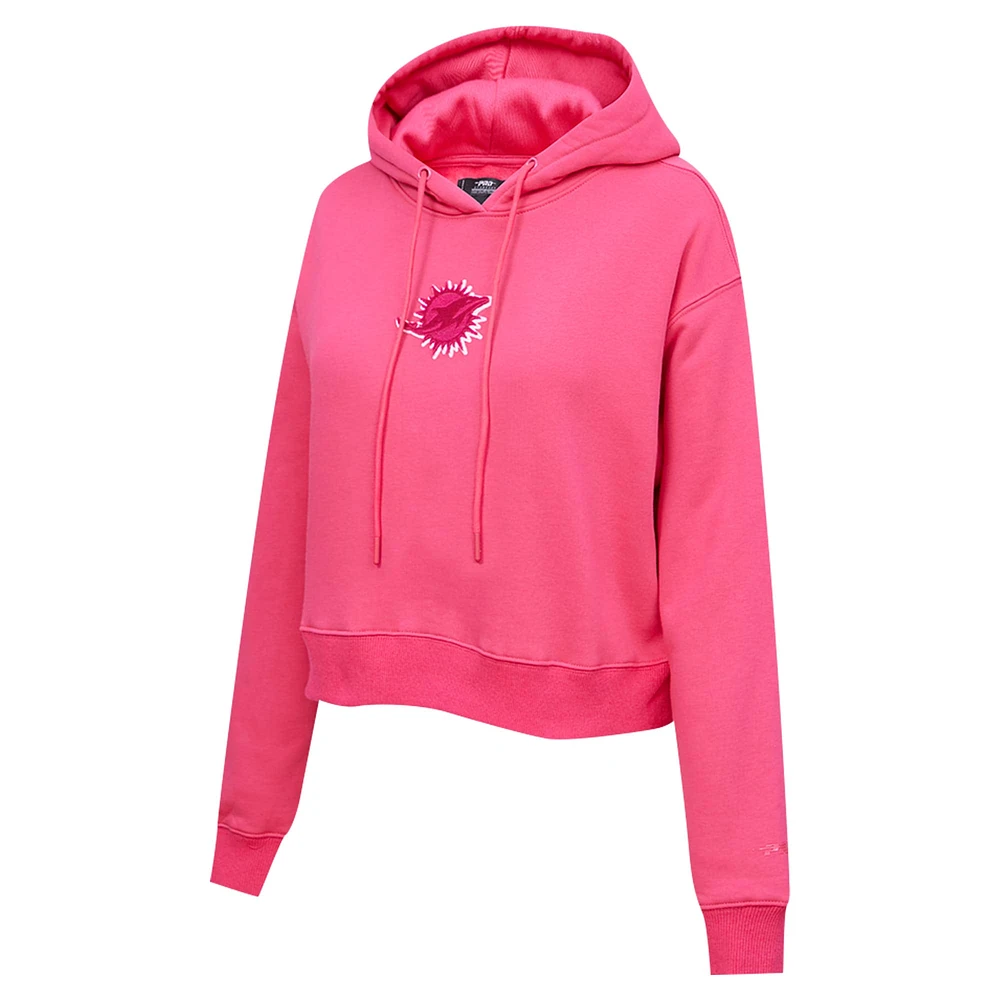 Women's Pro Standard Pink Miami Dolphins Triple Cropped Fleece Pullover Hoodie