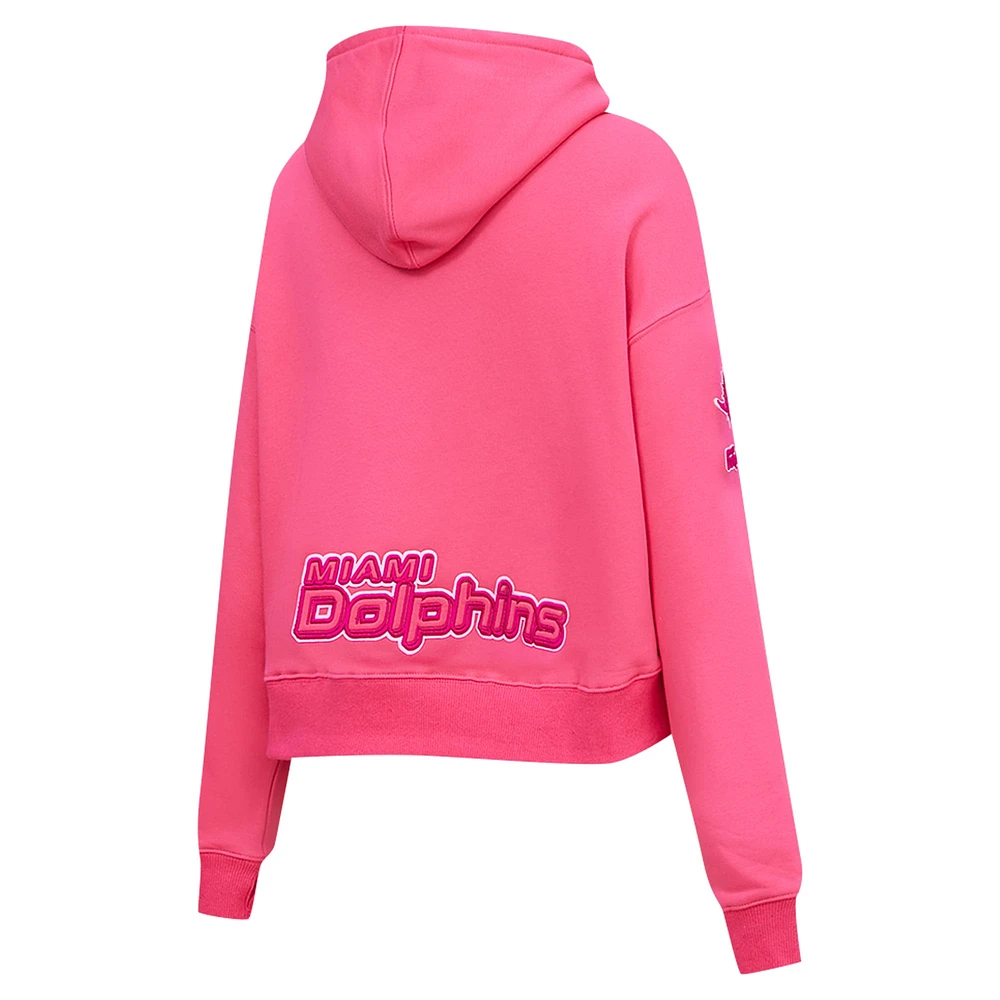 Women's Pro Standard Pink Miami Dolphins Triple Cropped Fleece Pullover Hoodie