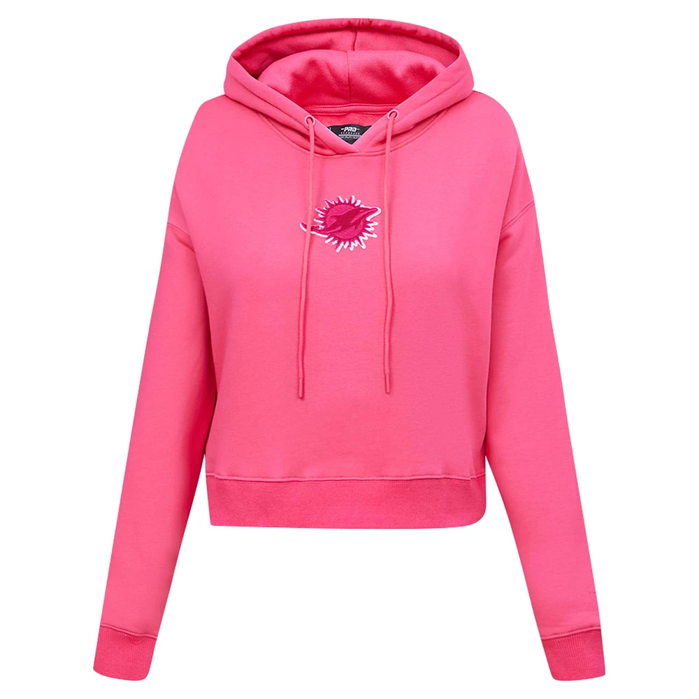 Women's Pro Standard Pink Miami Dolphins Triple Cropped Fleece Pullover Hoodie