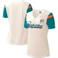 Démarreur blanc Miami Dolphins Kick-Starter pour femme - T-shirt à encolure en V