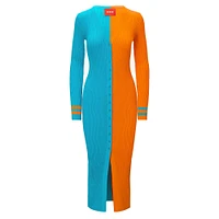 Women's STAUD Aqua/Orange Miami Dolphins Shoko Knit Button-Up Sweater Dress