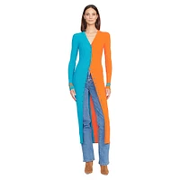 Robe pull boutonnée en tricot Shoko STAUD Aqua/Orange Miami Dolphins pour femmes