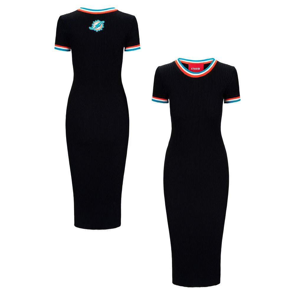 Robe Colleen noire/aqua pour femme STAUD Miami Dolphins