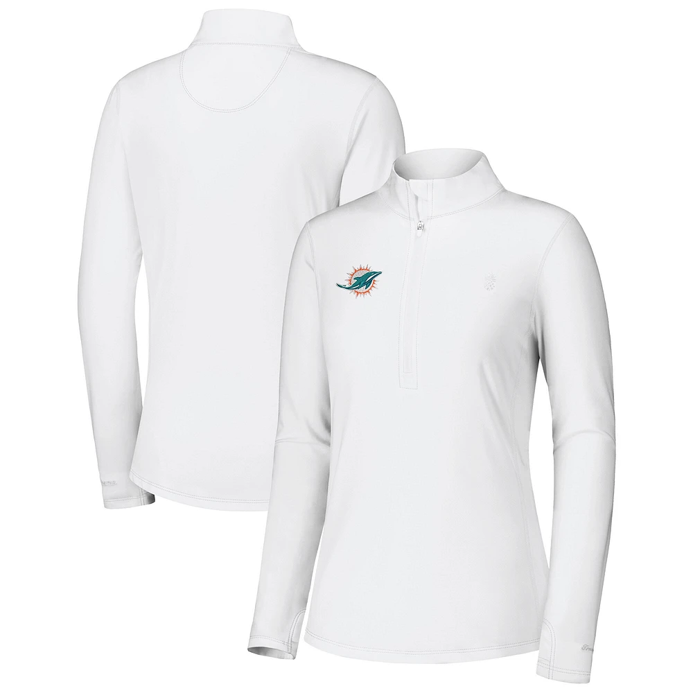 Veste zippée quart de tour blanche Tommy Bahama Miami Dolphins Sport Playa Vista pour femme