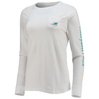 Women's Vineyard Vines White Miami Dolphins Helmet Long Sleeve T-Shirt