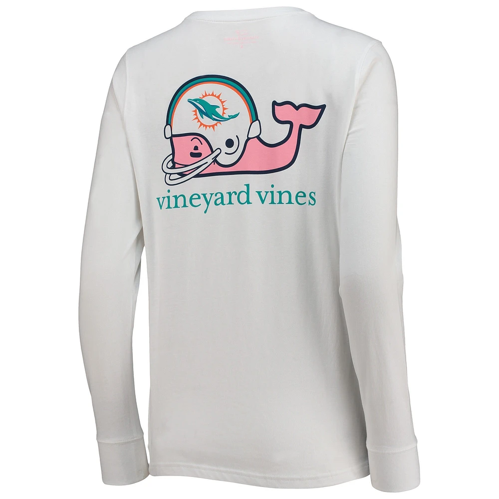 Women's Vineyard Vines White Miami Dolphins Helmet Long Sleeve T-Shirt