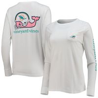 Women's Vineyard Vines White Miami Dolphins Helmet Long Sleeve T-Shirt