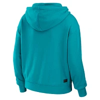 Women's WEAR by Erin Andrews Aqua/White Miami Dolphins Plus Color Block Full-Zip Hoodie