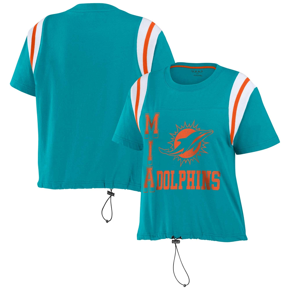 T-shirt à blocs de couleurs cintré pour femme WEAR by Erin Andrews Aqua Miami Dolphins