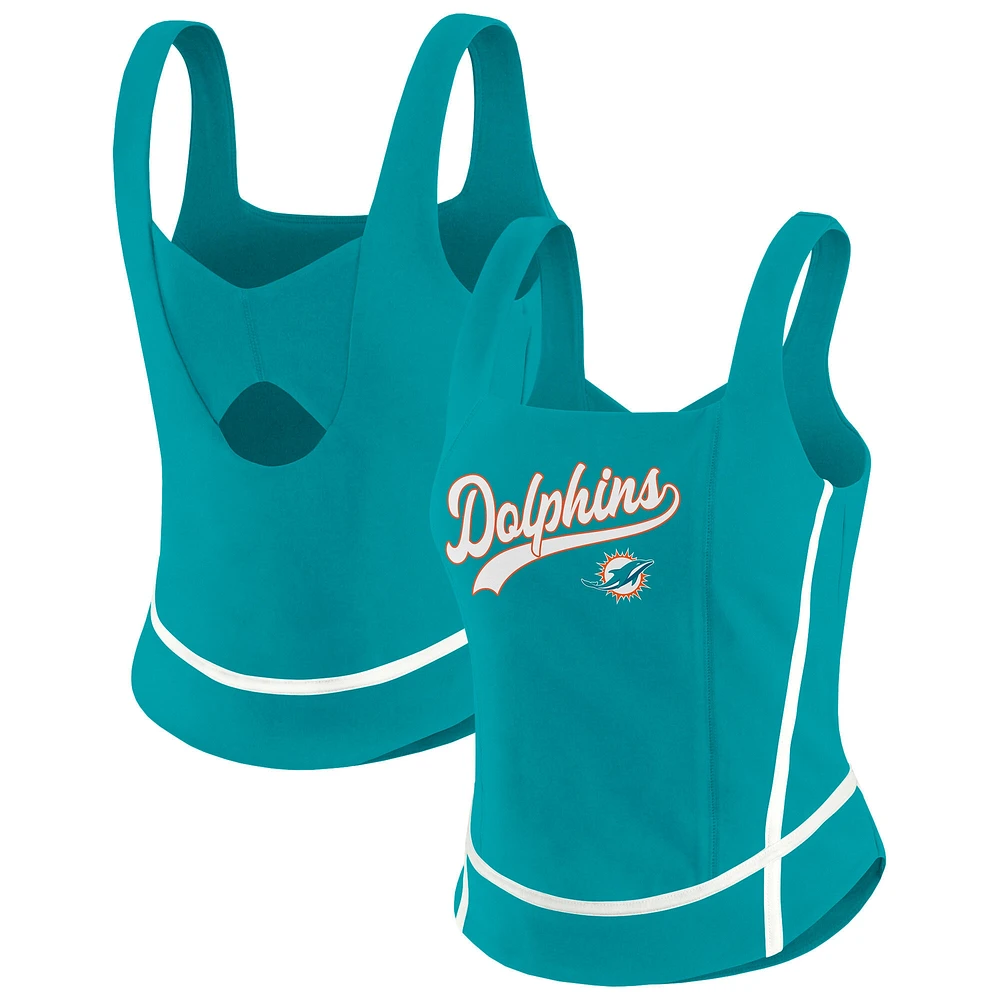 Women's WEAR by Erin Andrews Aqua Miami Dolphins Square Neck Tank Top