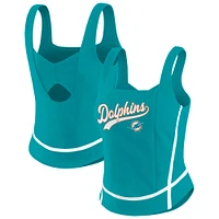 Women's WEAR by Erin Andrews Aqua Miami Dolphins Square Neck Tank Top