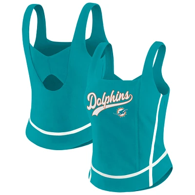 Women's WEAR by Erin Andrews Aqua Miami Dolphins Square Neck Tank Top