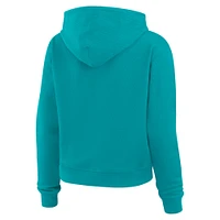 Women's WEAR by Erin Andrews  Aqua Miami Dolphins Waffle Hoodie Pullover Top