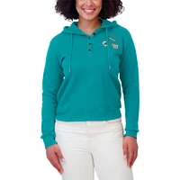 Women's WEAR by Erin Andrews  Aqua Miami Dolphins Waffle Hoodie Pullover Top