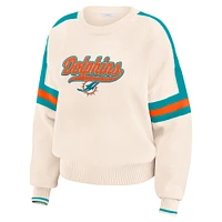 Pull rayé crème Miami Dolphins pour femme WEAR by Erin Andrews