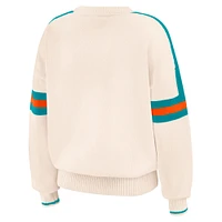 Pull rayé crème Miami Dolphins pour femme WEAR by Erin Andrews