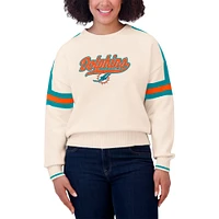 Pull rayé crème Miami Dolphins pour femme WEAR by Erin Andrews