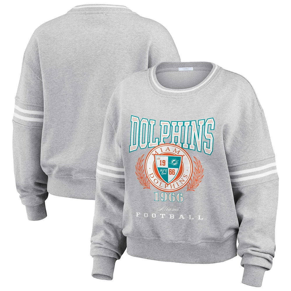 Sweat-shirt court gris chiné pour femme WEAR by Erin Andrews des Miami Dolphins