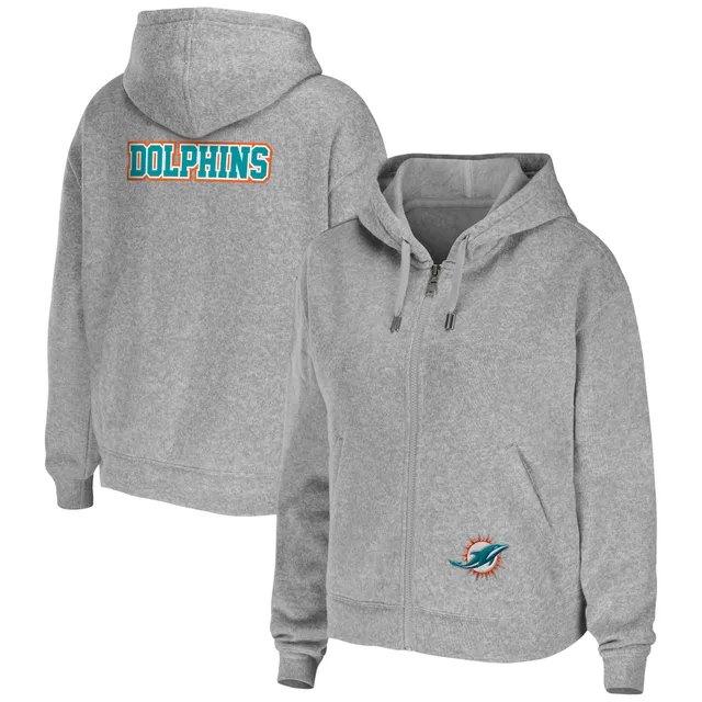 Wear by Erin Andrews Black Miami Dolphins Cropped Sponge Fleece Pullover Hoodie