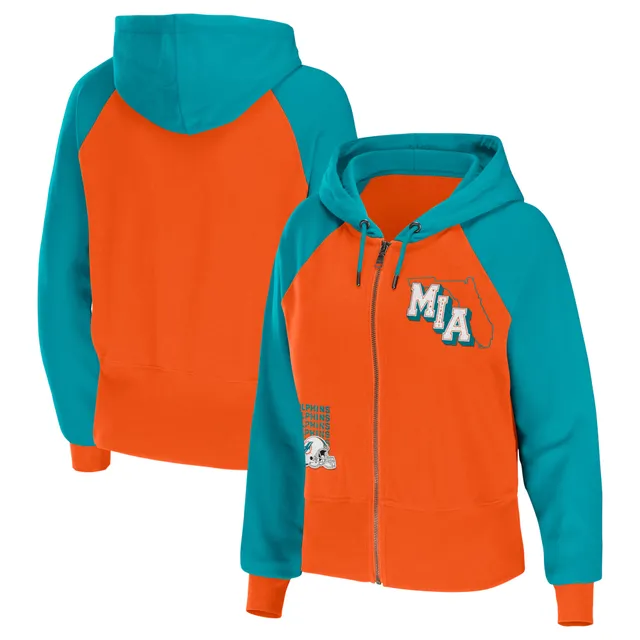 Women's Miami Dolphins New Era Aqua/Orange Throwback Colorblock Full-Zip  Hoodie