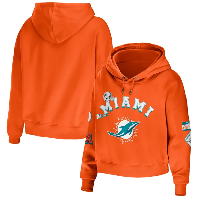 Wear by Erin Andrews Black Miami Dolphins Cropped Sponge Fleece Pullover Hoodie