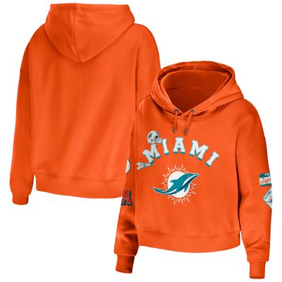 Miami Dolphins Womens Crop Top Hoodie W/ Arm Stripes