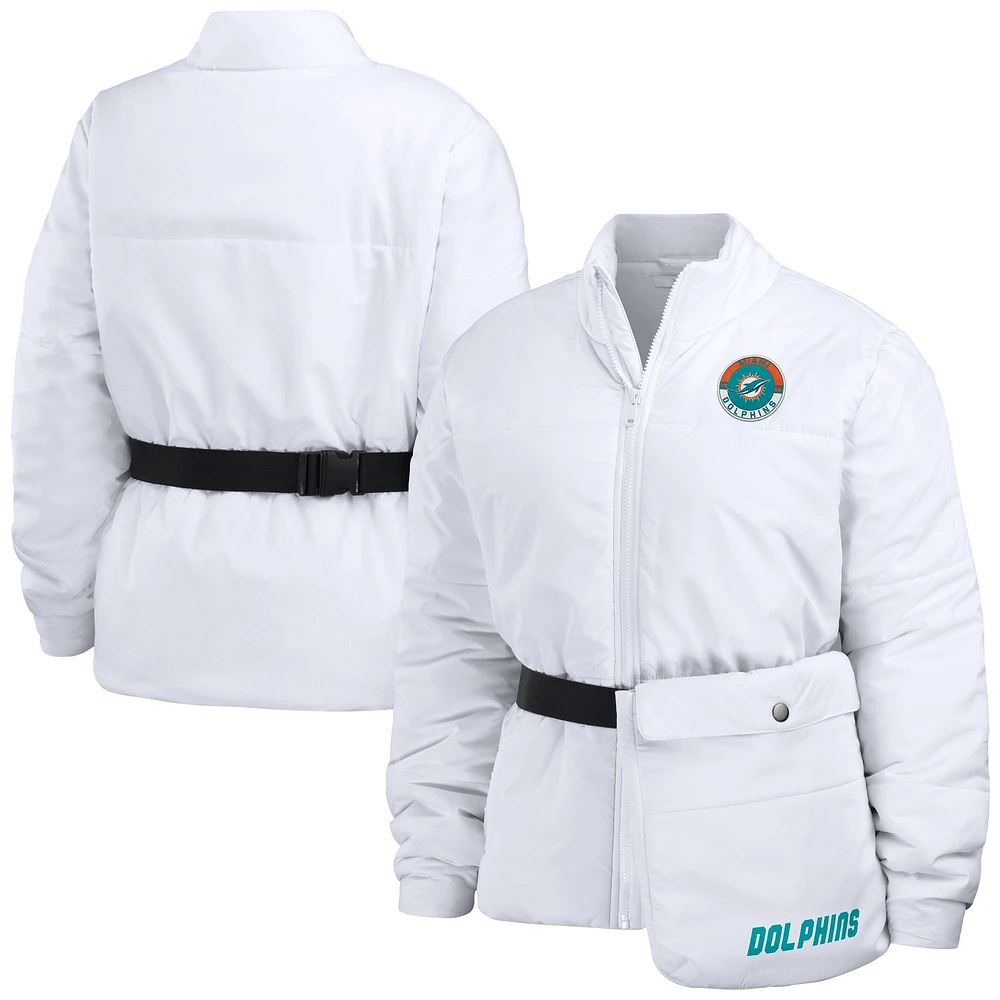 Doudoune zippée repliable blanche pour femme WEAR by Erin Andrews des Miami Dolphins