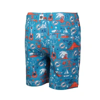 Youth Wes & Willy  Aqua Miami Dolphins Luau Swim Trunks