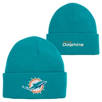 Bonnet tricoté à revers basique pour jeunes des Dolphins de Miami Aqua