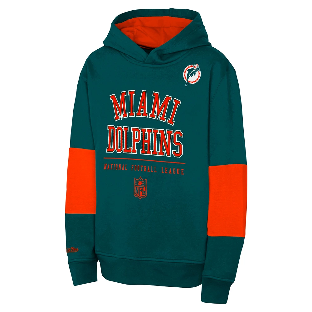 Youth Aqua Miami Dolphins Retro Fleece Pullover Hoodie