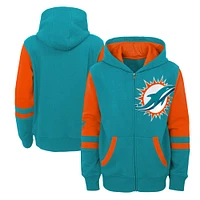 Youth Aqua Miami Dolphins Stadium Colorblock Full-Zip Hoodie