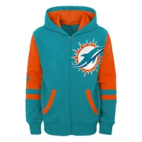 Youth Aqua Miami Dolphins Stadium Colorblock Full-Zip Hoodie