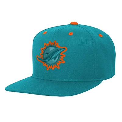 Casquette Snapback à visière plate couleur pop pour jeunes Aqua Miami Dolphins Team