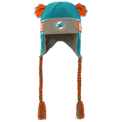 Youth Aqua Miami Dolphins Wordmark Ears Trooper Knit Hat