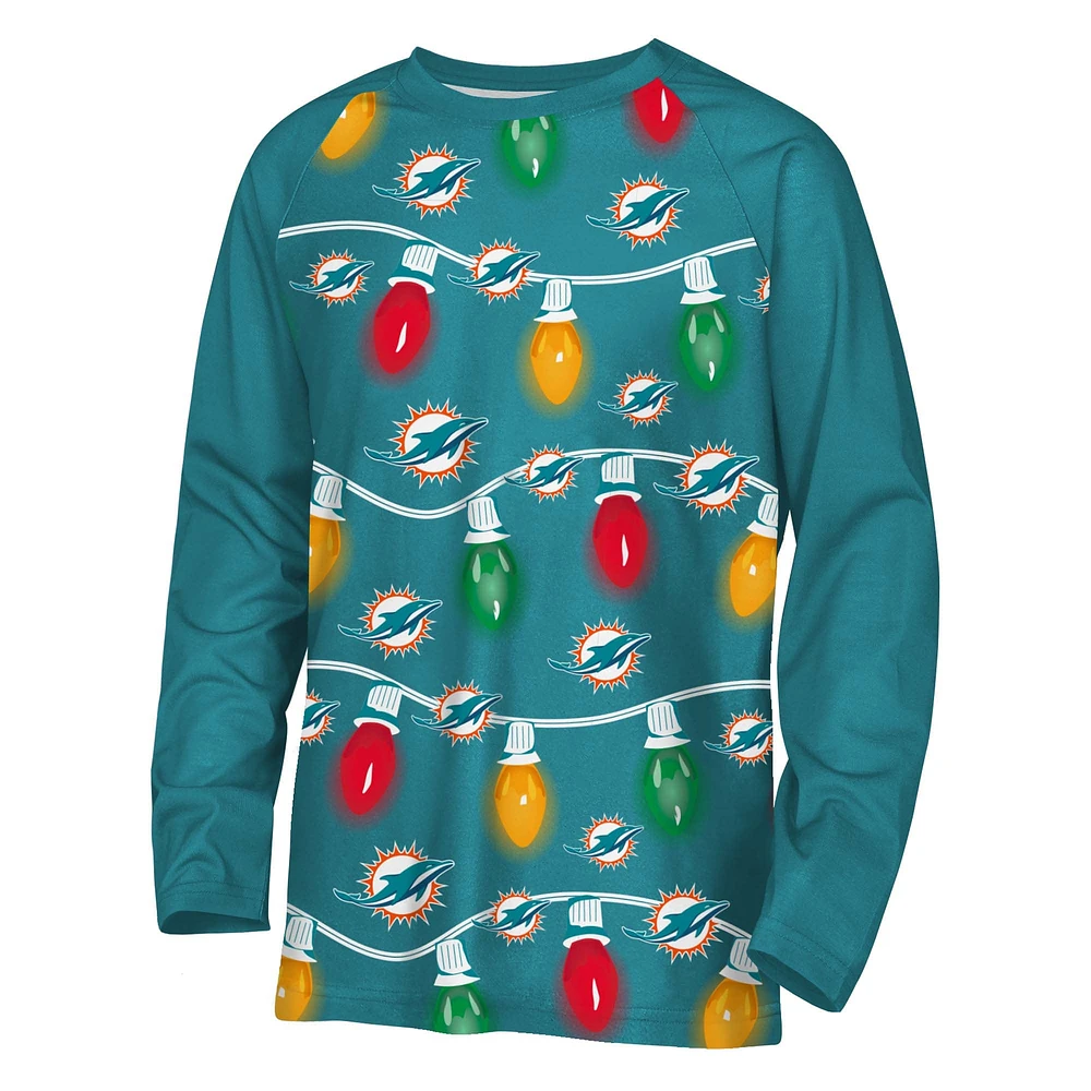 Ensemble pyjama deux pièces à manches longues Garland Holiday pour jeunes Miami Dolphins