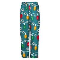 Youth Miami Dolphins Two-Piece Garland Holiday Long Sleeve Pajama Set