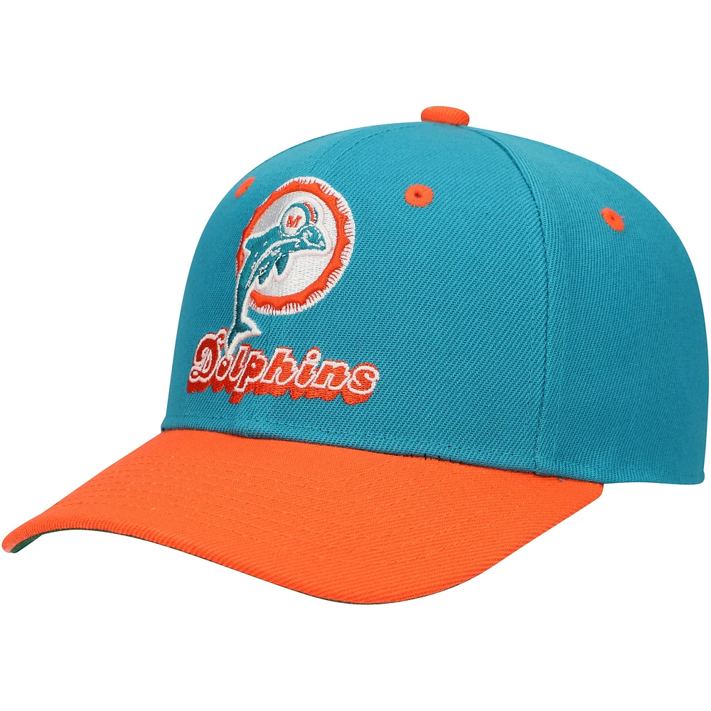 Casquette ajustable pour jeunes Mitchell & Ness Aqua Miami Dolphins All In 2.0