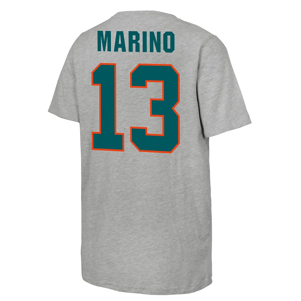 Youth Mitchell & Ness Dan Marino Gray Miami Dolphins Retired Retro Player Name Number T-Shirt