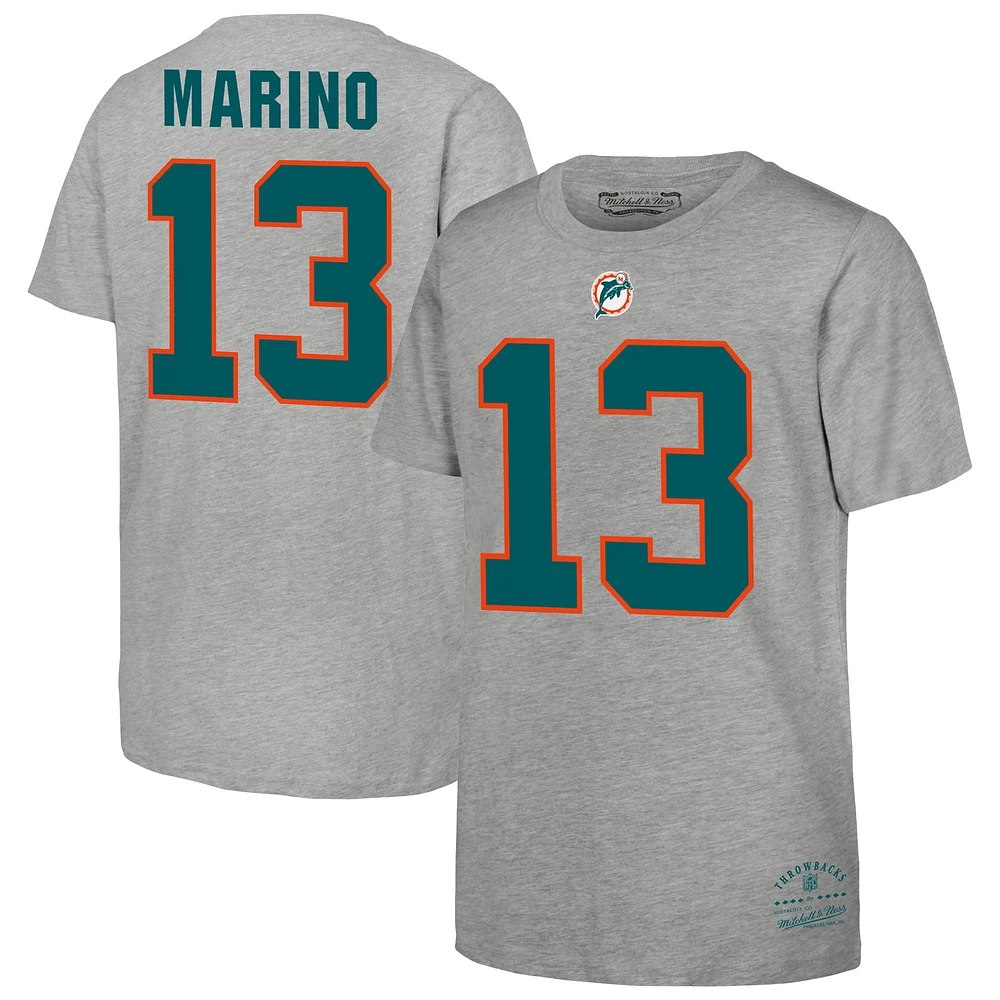 T-shirt rétro avec nom et numéro de joueur retraité des Dolphins Miami Mitchell & Ness Dan Marino Gray