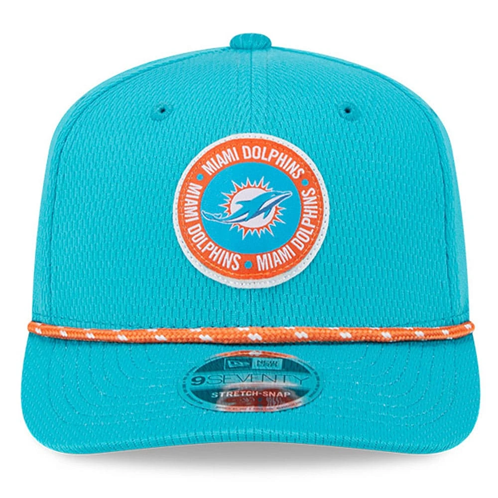 Youth New Era  Aqua Miami Dolphins 2024 Sideline 9SEVENTY Adjustable Hat