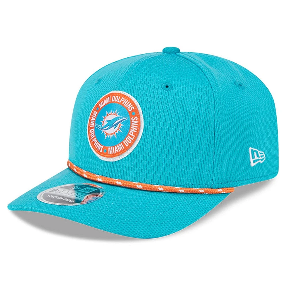 Youth New Era  Aqua Miami Dolphins 2024 Sideline 9SEVENTY Adjustable Hat