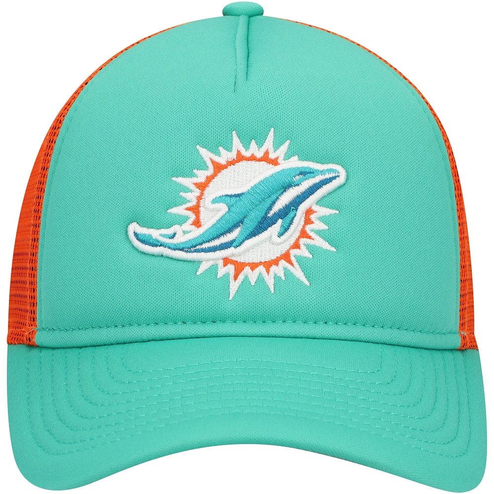 Youth New Era Aqua Miami Dolphins A-Frame 9FORTY Trucker Adjustable Hat