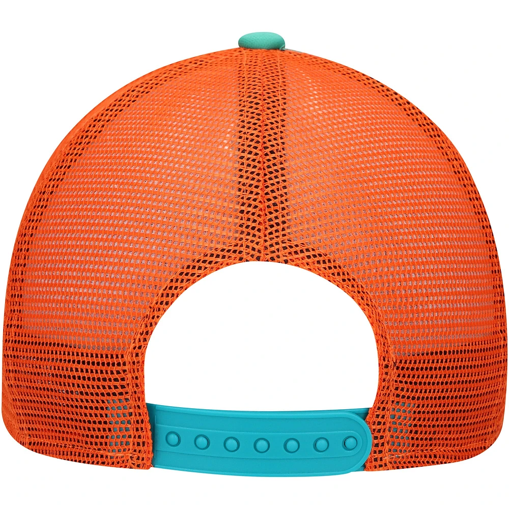 Youth New Era Aqua Miami Dolphins A-Frame 9FORTY Trucker Adjustable Hat